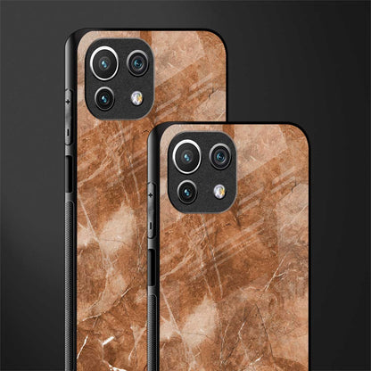 caramel brown marble glass case for mi 11 lite image-2