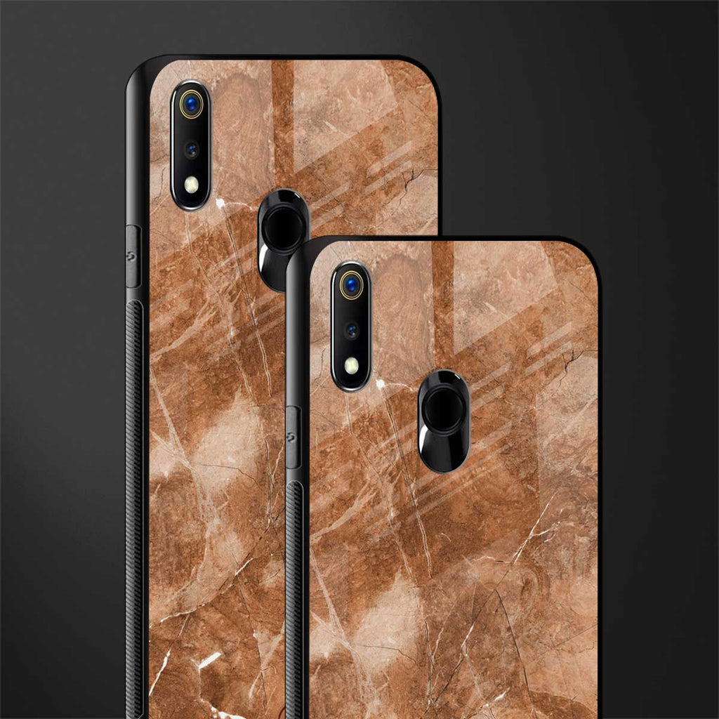 caramel brown marble glass case for realme 3 pro image-2