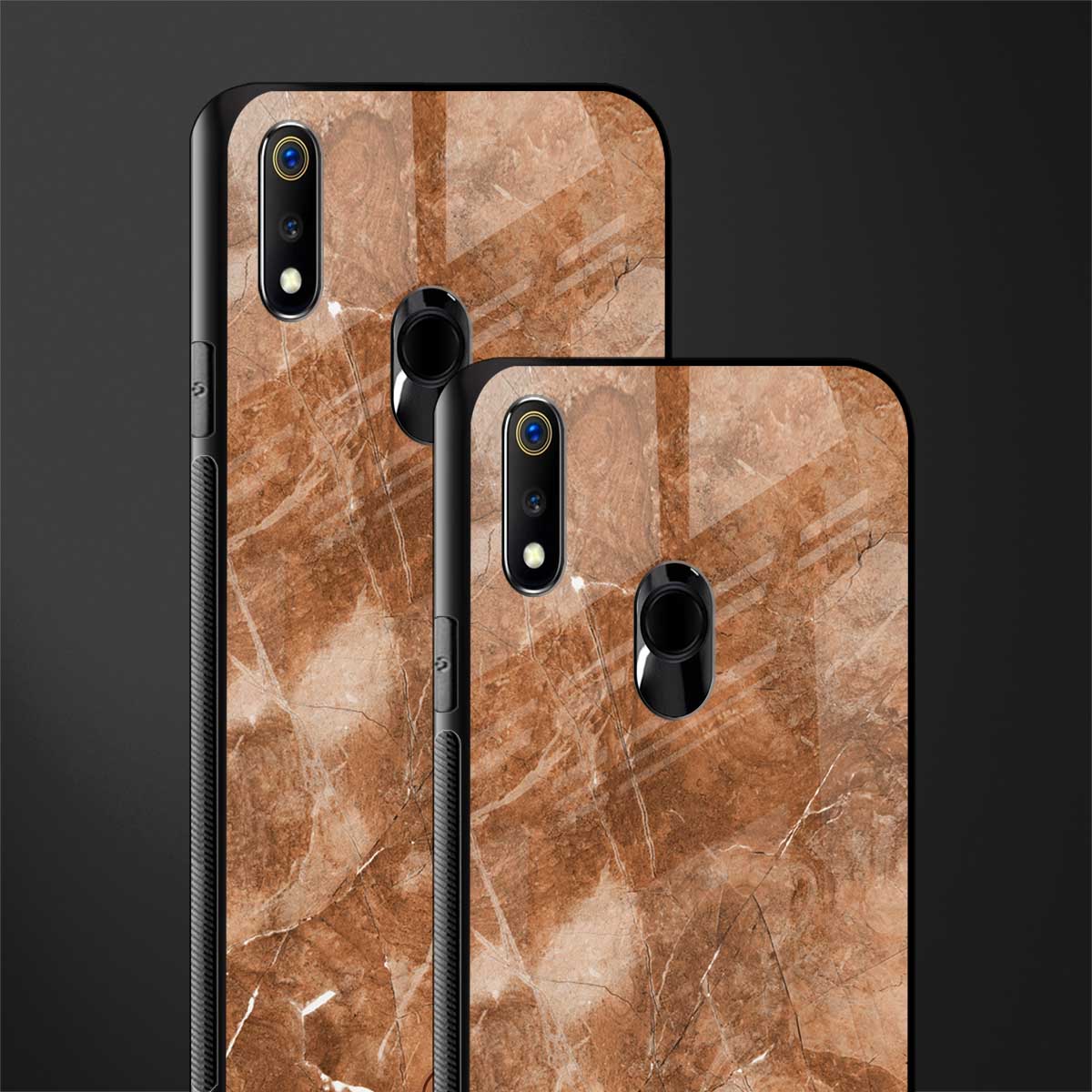 caramel brown marble glass case for realme 3 pro image-2