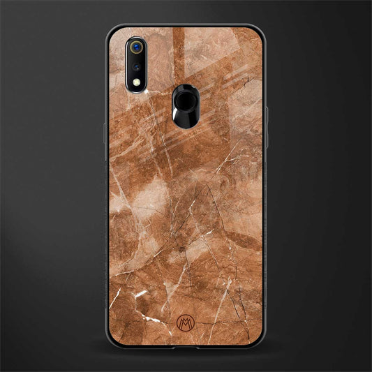 caramel brown marble glass case for realme 3 pro image
