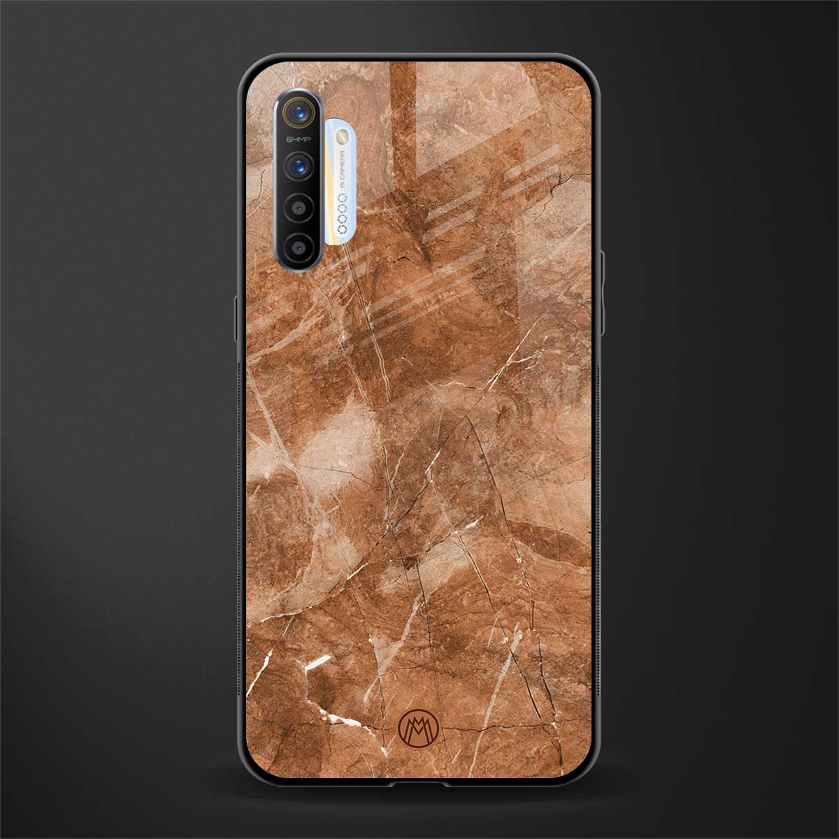 caramel brown marble glass case for realme xt image