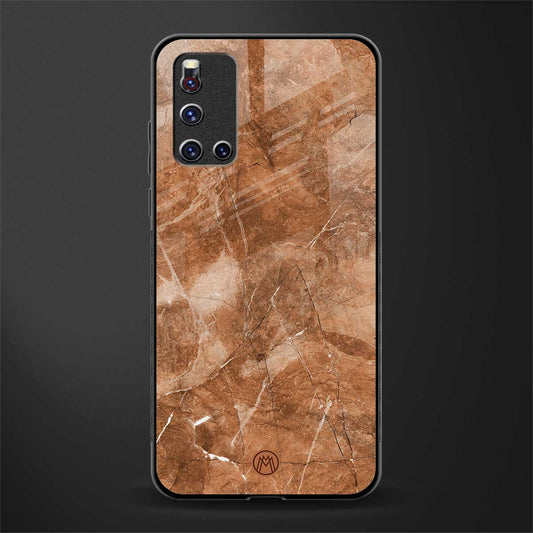 caramel brown marble glass case for vivo v19 image