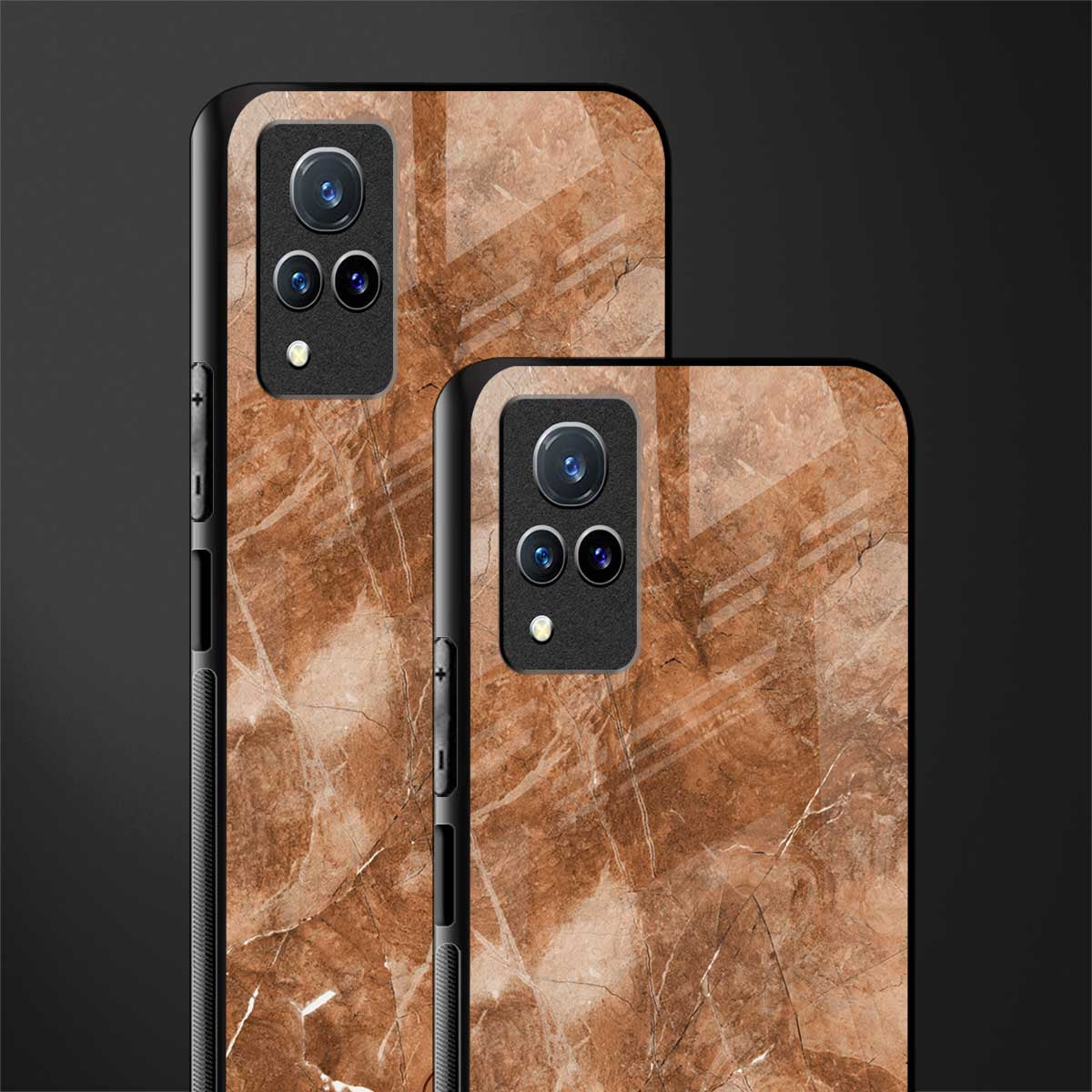 caramel brown marble glass case for vivo v21 5g image-2
