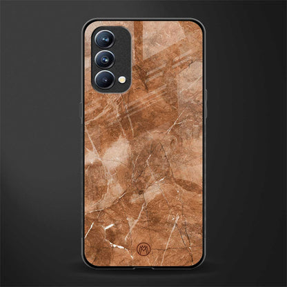 caramel brown marble glass case for oppo f19 image