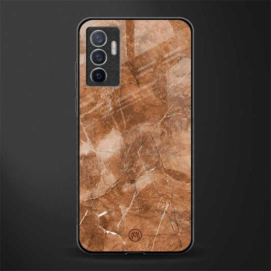 caramel brown marble glass case for vivo v23e image