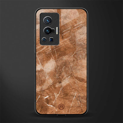 caramel brown marble glass case for vivo x70 pro image