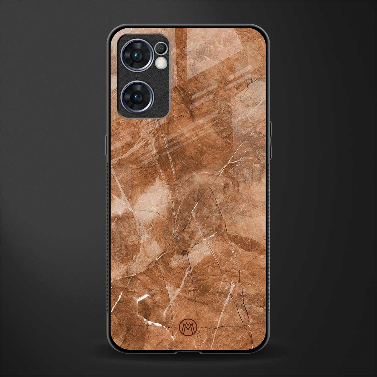caramel brown marble glass case for oppo reno7 5g image