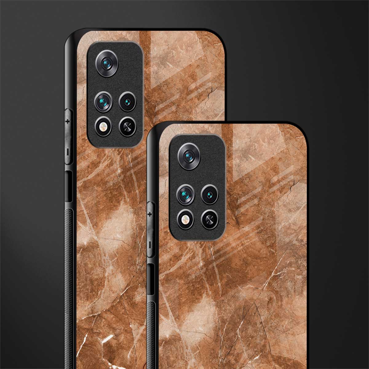caramel brown marble glass case for poco m4 pro 5g image-2
