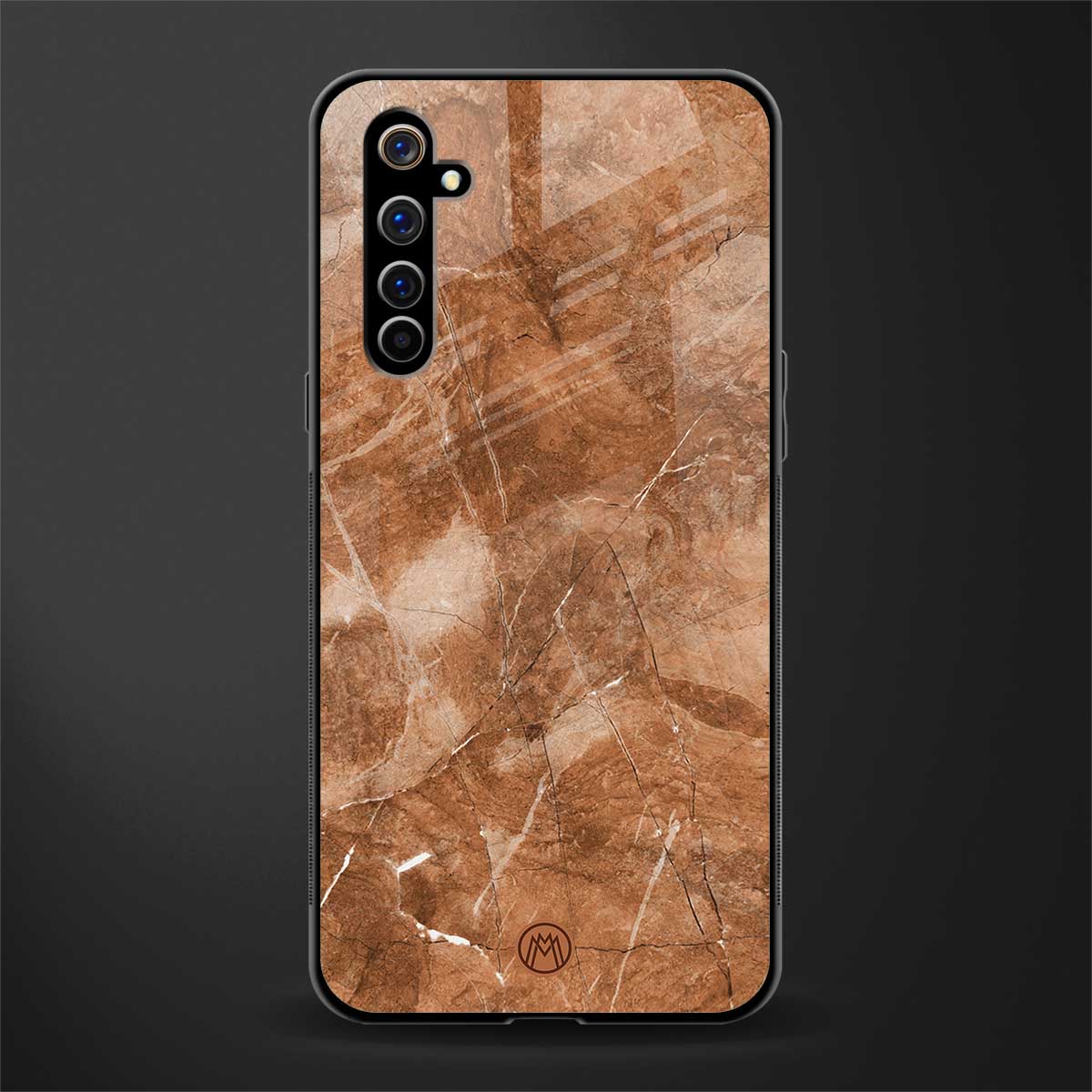 caramel brown marble glass case for realme x50 pro image