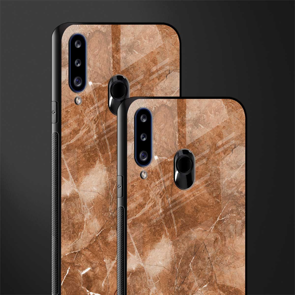 caramel brown marble glass case for samsung galaxy a20s image-2