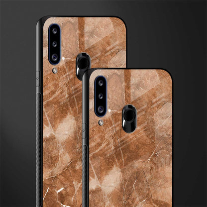 caramel brown marble glass case for samsung galaxy a20s image-2