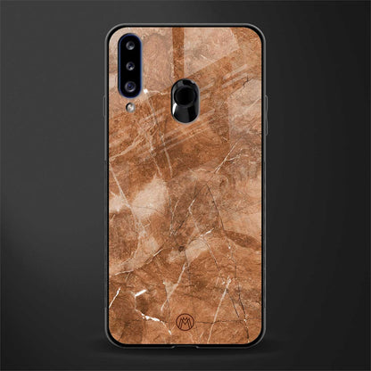 caramel brown marble glass case for samsung galaxy a20s image