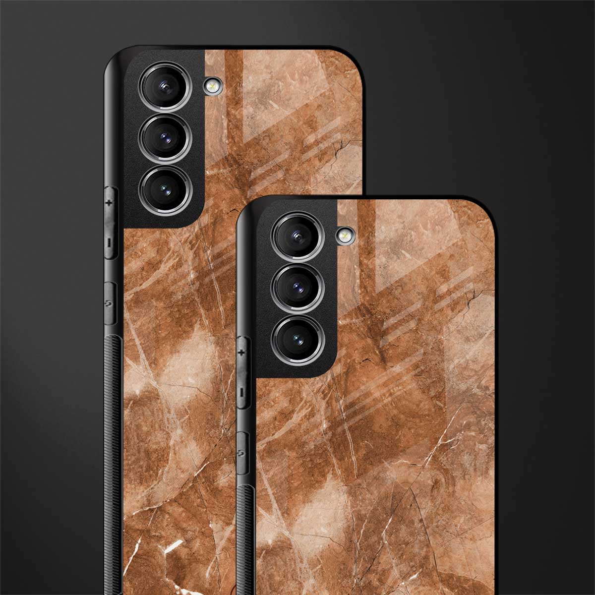 caramel brown marble glass case for samsung galaxy s22 5g image-2