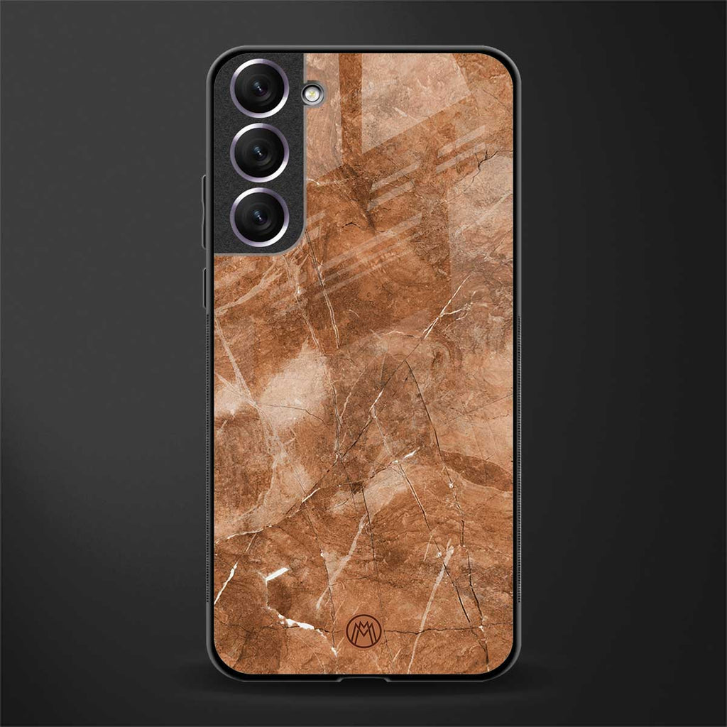 caramel brown marble glass case for samsung galaxy s22 5g image