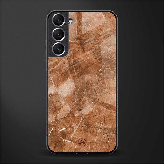 caramel brown marble glass case for samsung galaxy s21 image