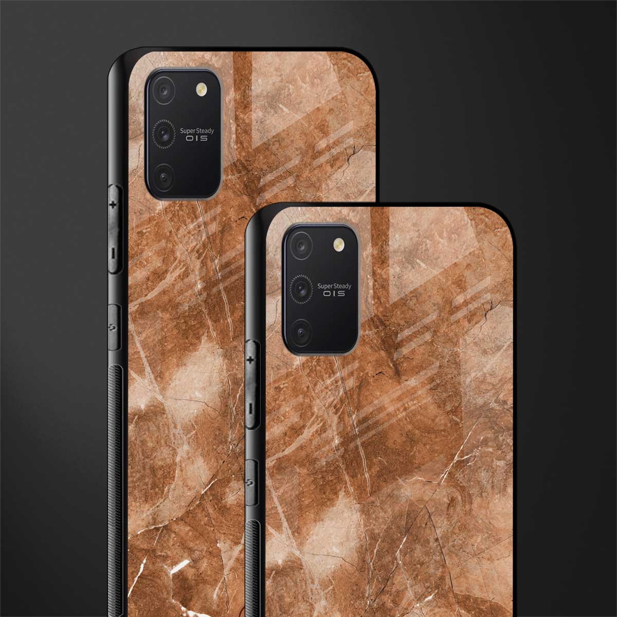 caramel brown marble glass case for samsung galaxy a91 image-2