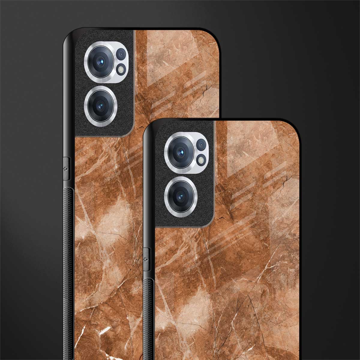 caramel brown marble glass case for oneplus nord ce 2 5g image-2