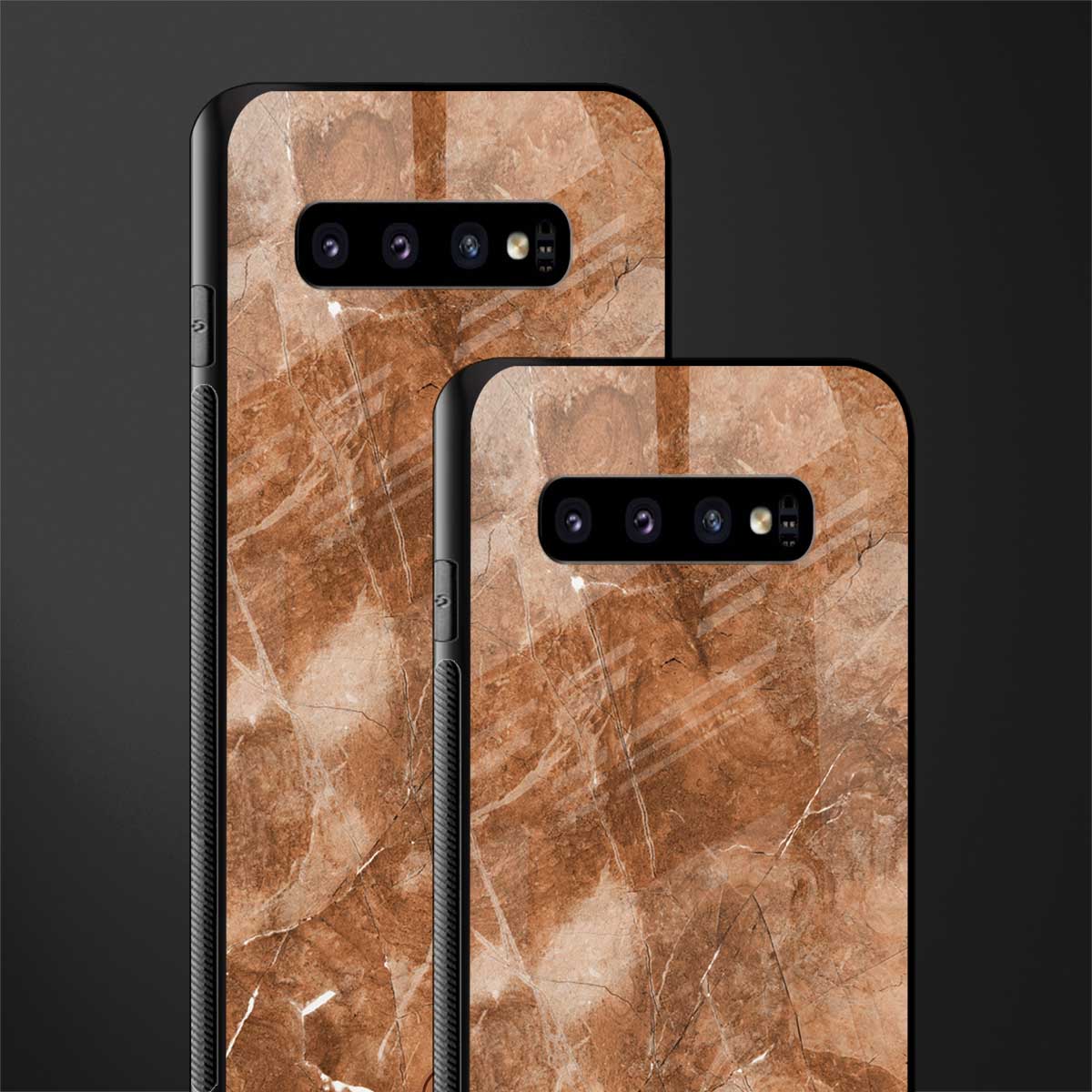 caramel brown marble glass case for samsung galaxy s10 plus image-2