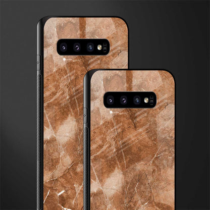 caramel brown marble glass case for samsung galaxy s10 plus image-2