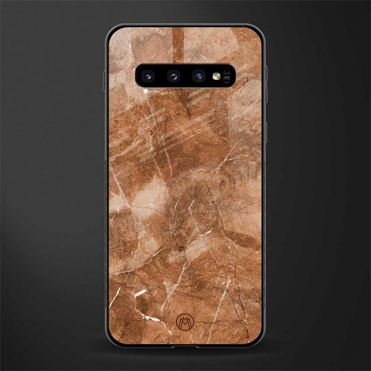 caramel brown marble glass case for samsung galaxy s10 image