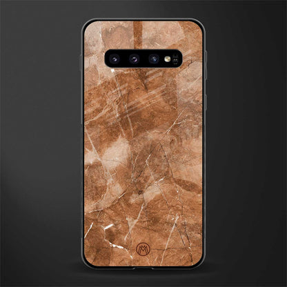 caramel brown marble glass case for samsung galaxy s10 plus image