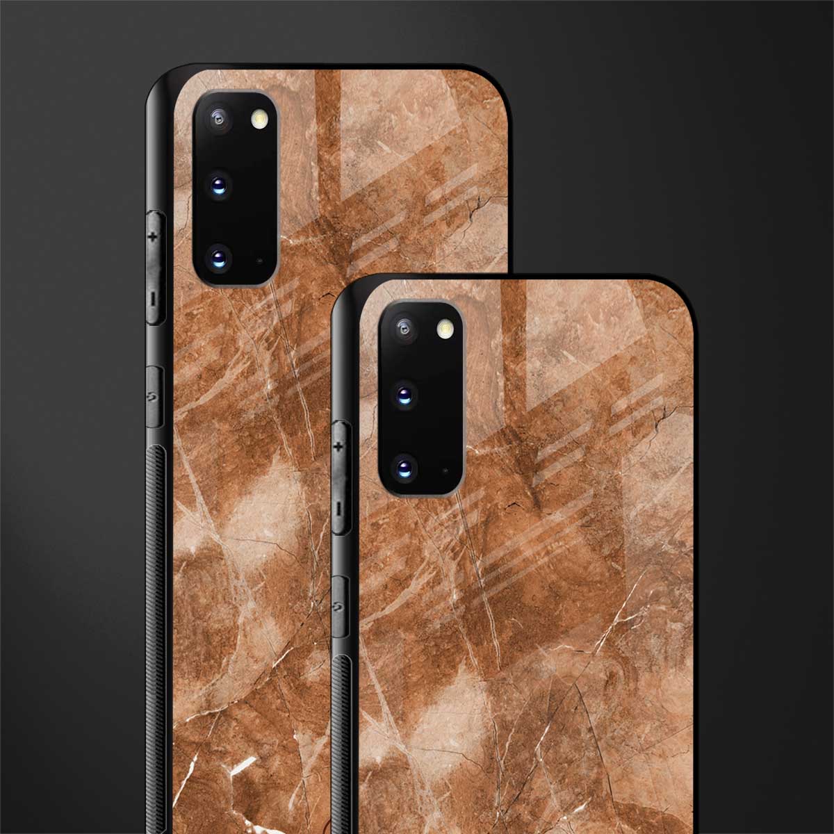 caramel brown marble glass case for samsung galaxy s20 image-2