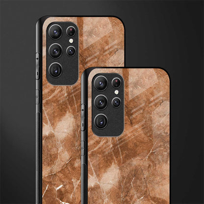 caramel brown marble glass case for samsung galaxy s21 ultra image-2
