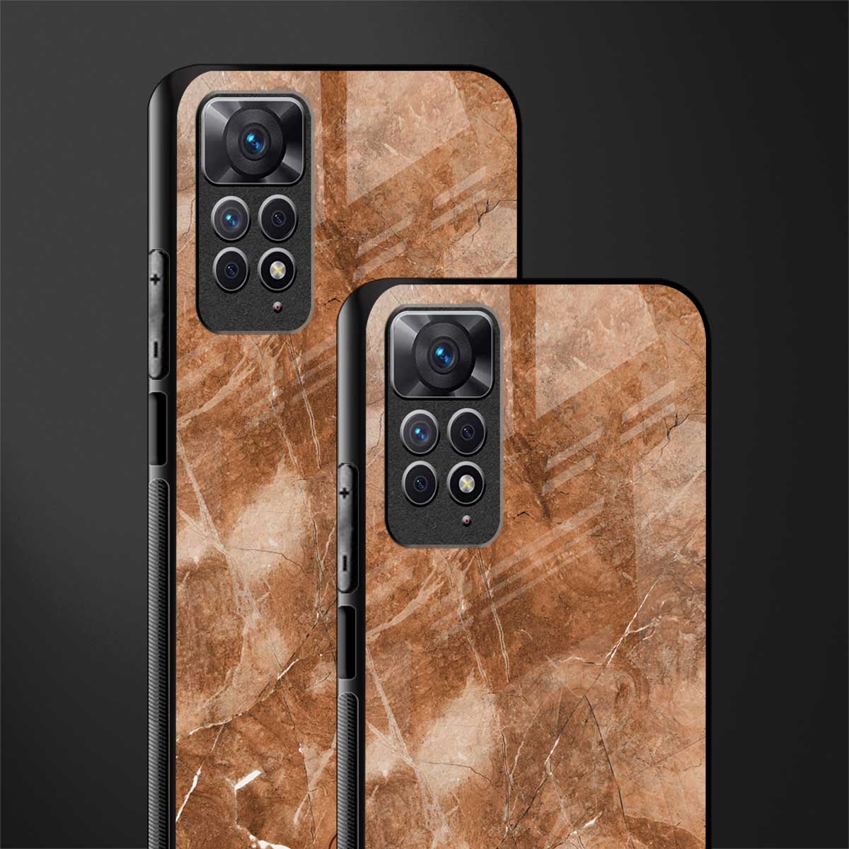 caramel brown marble glass case for redmi note 11s image-2