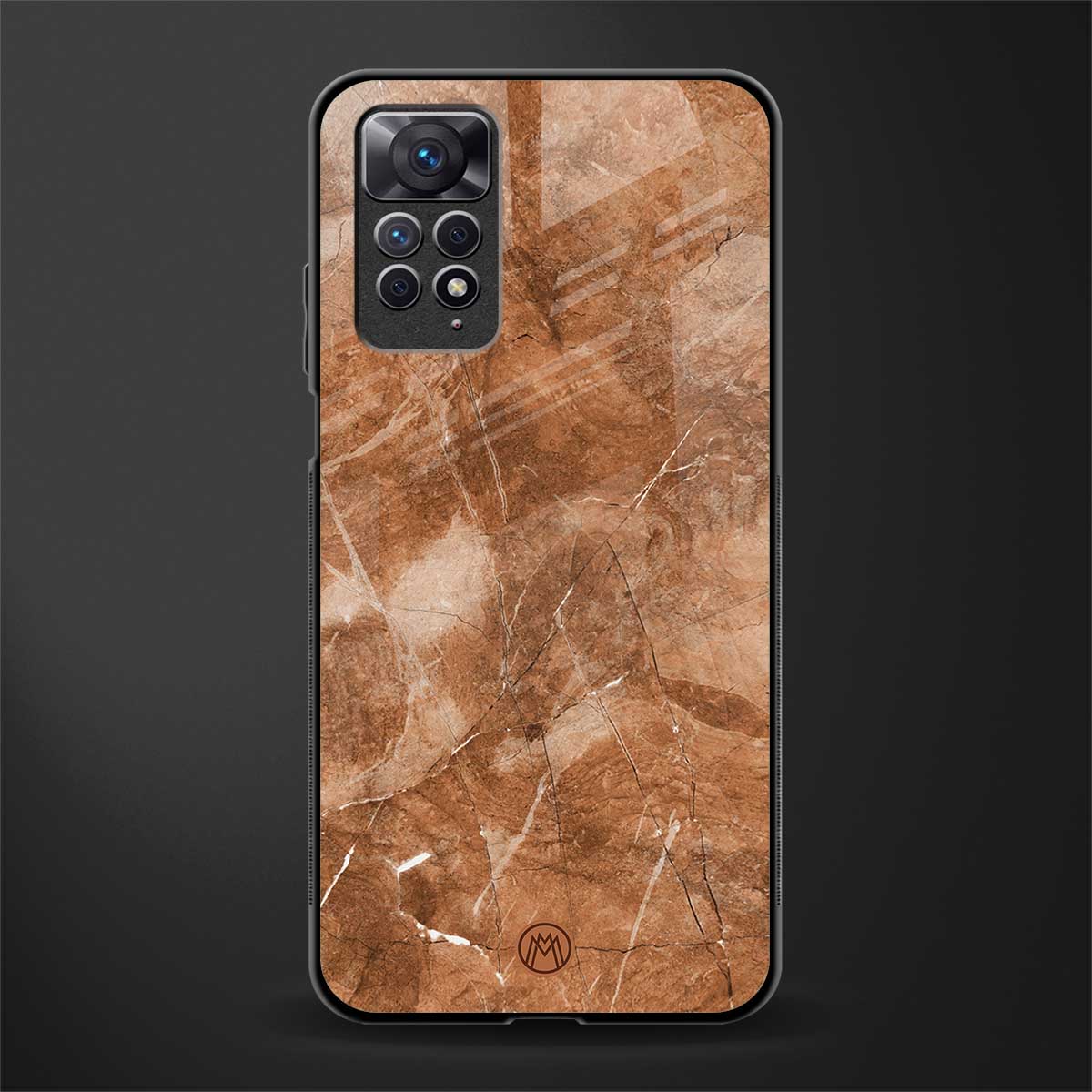 caramel brown marble glass case for redmi note 11 pro image