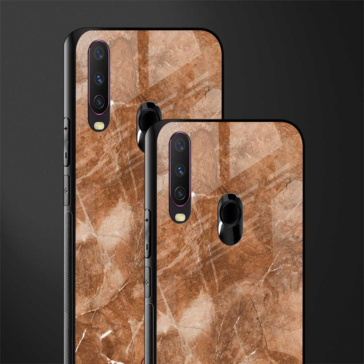 caramel brown marble glass case for vivo y12 image-2
