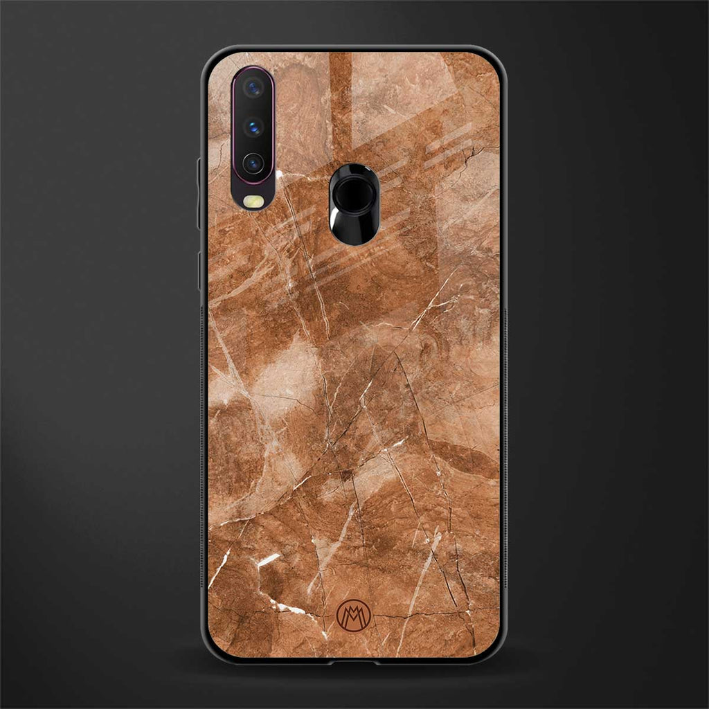 caramel brown marble glass case for vivo y12 image