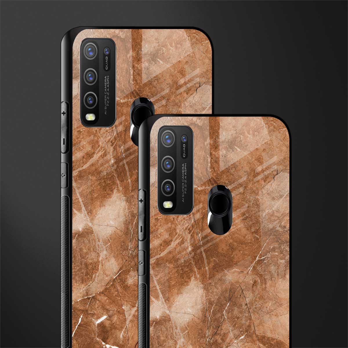 caramel brown marble glass case for vivo y50 image-2