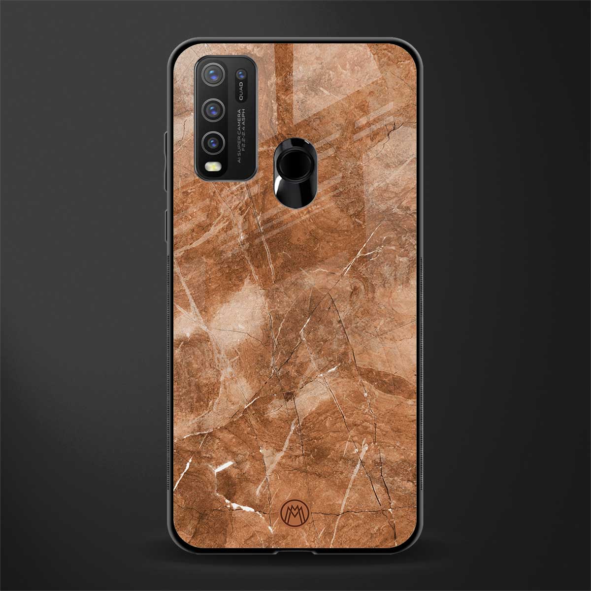 caramel brown marble glass case for vivo y50 image