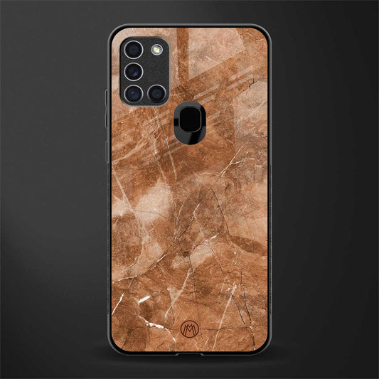 caramel brown marble glass case for samsung galaxy a21s image