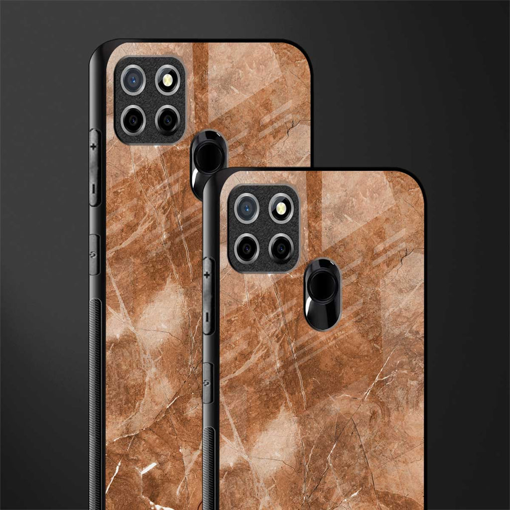 caramel brown marble glass case for realme c25 realme c25s image-2