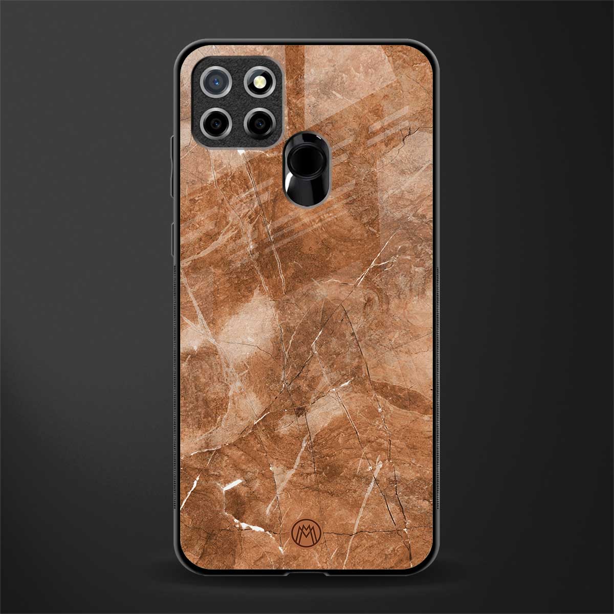 caramel brown marble glass case for realme narzo 30a image