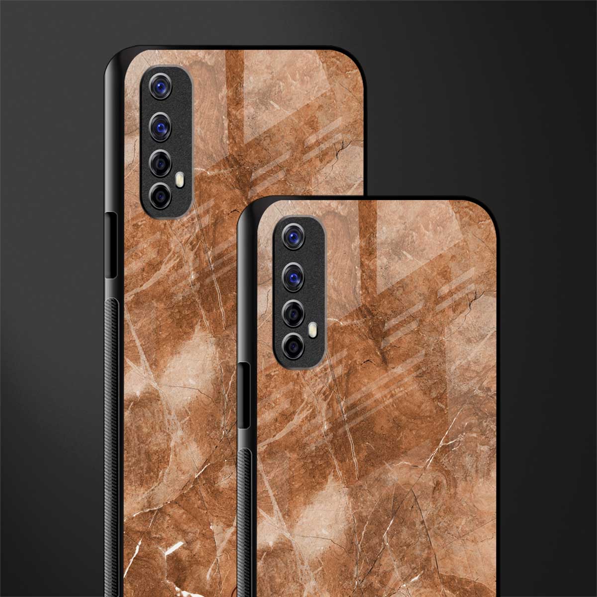 caramel brown marble glass case for realme 7 image-2
