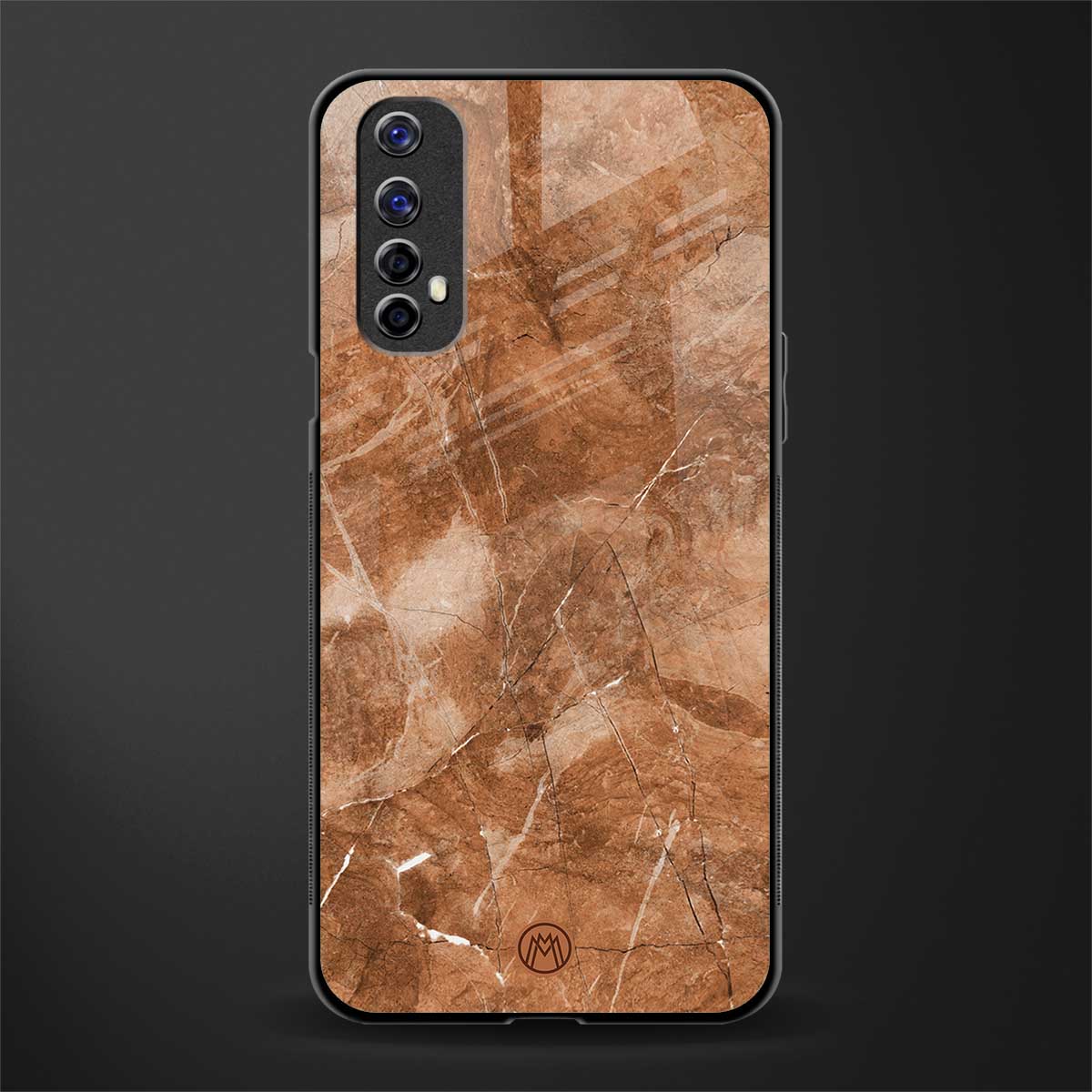 caramel brown marble glass case for realme 7 image