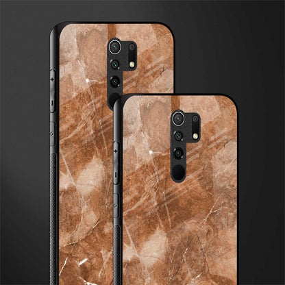 caramel brown marble glass case for redmi 9 prime image-2