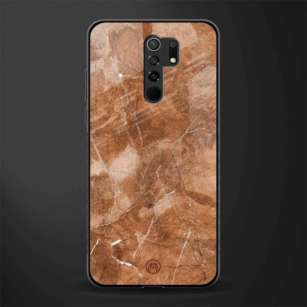 caramel brown marble glass case for redmi 9 prime image