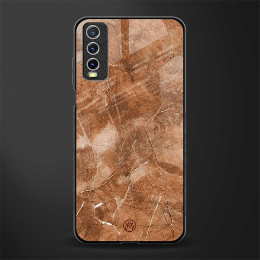 caramel brown marble glass case for vivo y12s image