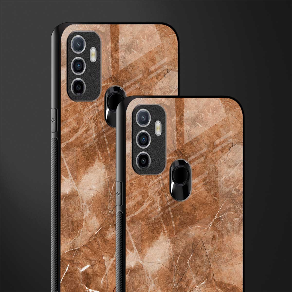 caramel brown marble glass case for oppo a53 image-2