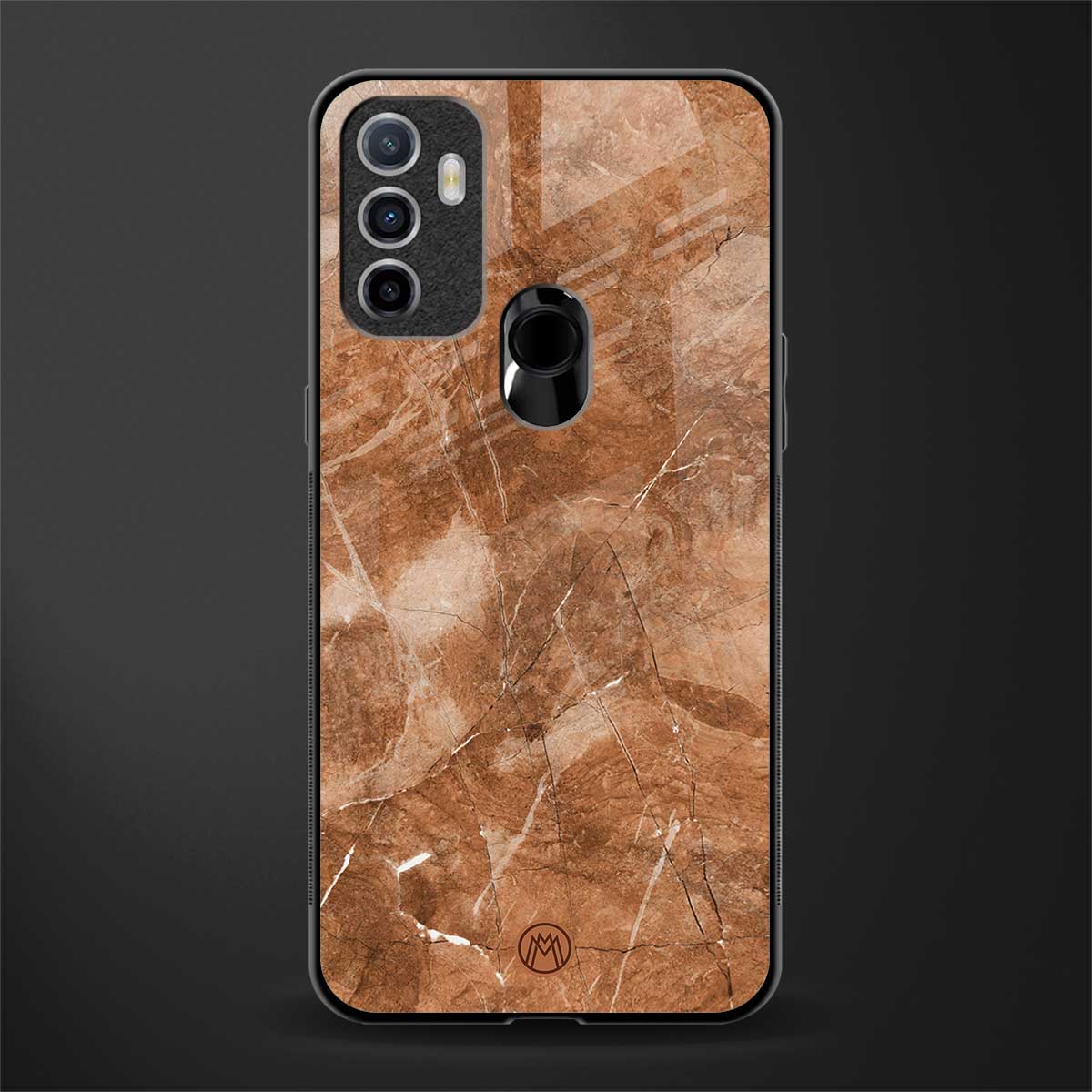 caramel brown marble glass case for oppo a53 image