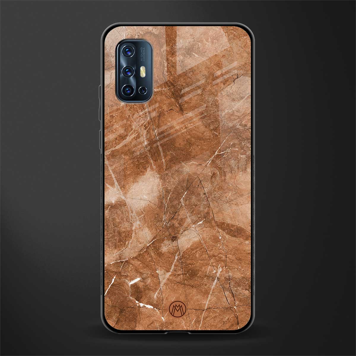 caramel brown marble glass case for vivo v17 image