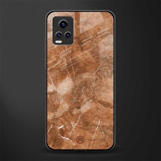 caramel brown marble glass case for vivo v20 image