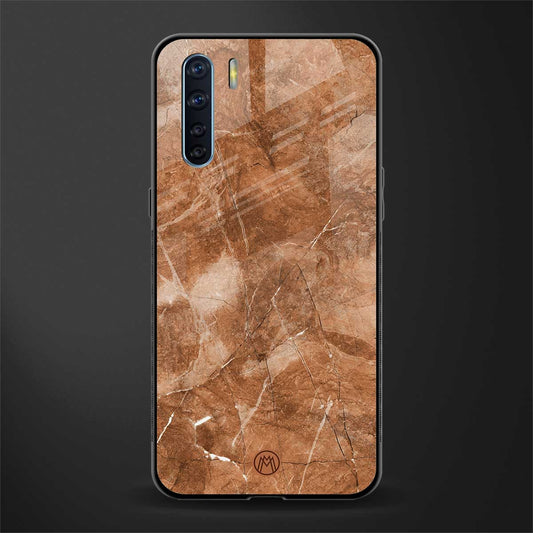 caramel brown marble glass case for oppo f15 image