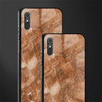 caramel brown marble glass case for redmi 9a image-2