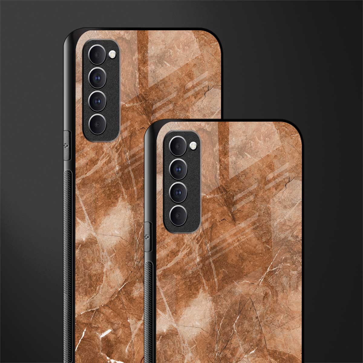 caramel brown marble glass case for oppo reno 4 pro image-2