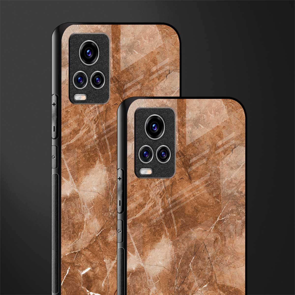 caramel brown marble glass case for vivo v20 pro image-2