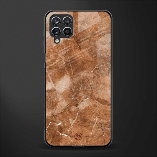 caramel brown marble glass case for samsung galaxy m12 image